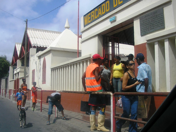 Fish market stalls on the Mindelo waterfront