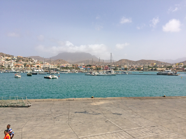 Panoramic view across Porto Grande harbour in Mindelo.